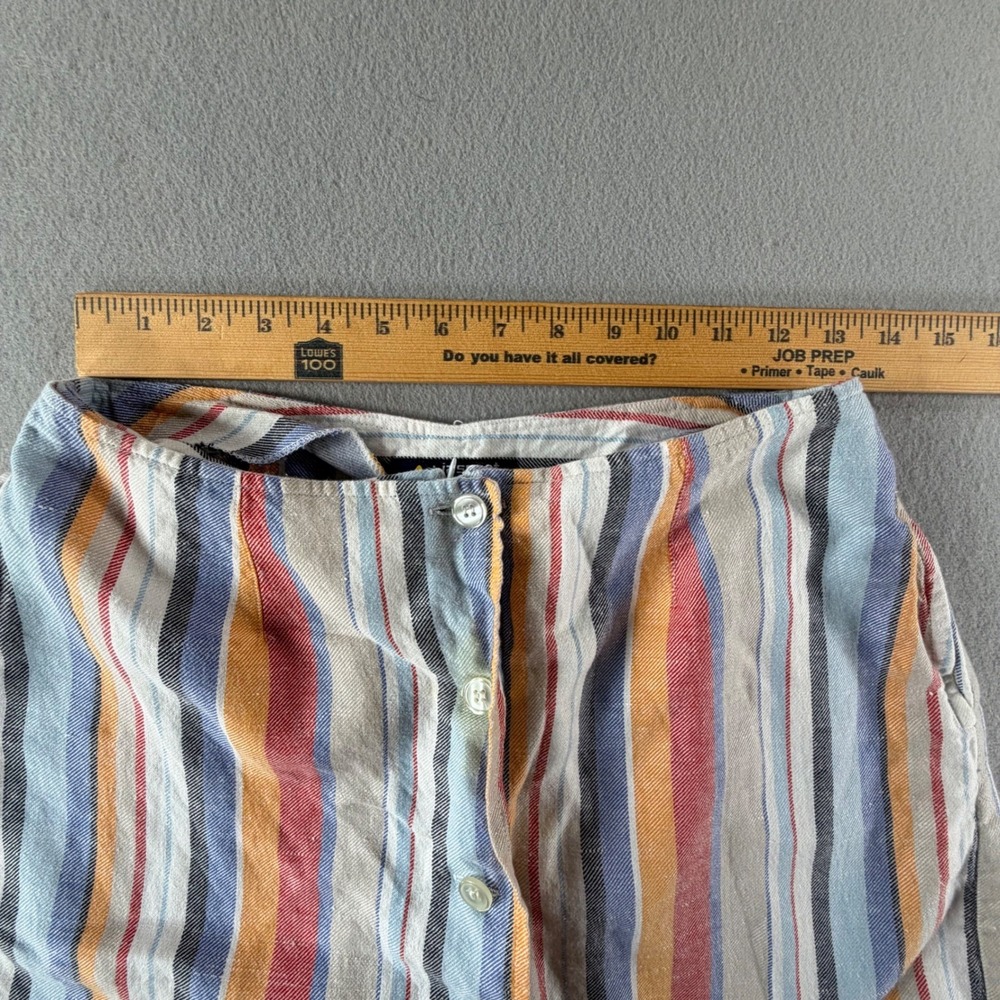 Vintage‎ Lizsport Petite Women's Shorts Size 10 Striped Linen Blend Button Front - Picture 3 of 16